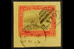 1923 5s Black & Red On Pale Yellow Tercentenary, SG 59, Fine Used On Piece Tied By Duplex Cancel. For More... - St.Kitts E Nevis ( 1983-...)