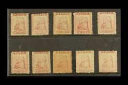 1862 1d STUDY GROUP 1d Dull Lake, Greyish Paper, Perf 13, SG 5, Ten Unused Examples, Includes Several Plated From... - San Cristóbal Y Nieves - Anguilla (...-1980)