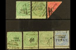1884-1888 USED SURCHARGED SELECTION Presented On A Stock Card. Includes 1884 4d On 6d (x2, One With Full Stop... - St.Christopher-Nevis & Anguilla (...-1980)