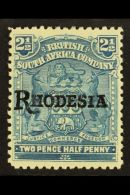 1909-12 2½d Dull Blue, No Stop After "RHODESIA" Overprint, SG 103a, Very Fine Mint. For More Images, Please... - Other & Unclassified