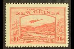 1939 10s Pink "Bululo Goldfields" Air, SG 224, Superb Mint, Extremely Lightly Hinged. For More Images, Please... - Papua Nuova Guinea