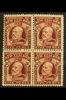 1916 5d Red-brown KEVII, Fine Mint BLOCK OF FOUR Comprising Two Vertical Pairs Perf 14x13½ And... - Sonstige & Ohne Zuordnung