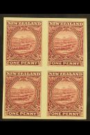 1900 Pictorial Definitive 1d Lake "White Terrace" (as SG 274b), IMPERF PROOF Block Of Four On Ungummed... - Other & Unclassified