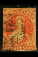 1864 1d Carmine-vermilion, Imperf, Watermark "NZ", SG 97, Used With Three Margins, Only Just Touching On The... - Other & Unclassified