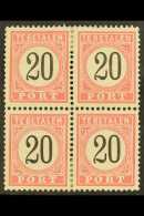 NETHERLANDS INDIES POSTAGE DUES 1882-88 20c Black & Rose Perf 12¼ BLOCK Of 4 Containing Se-tenant One... - Otros & Sin Clasificación