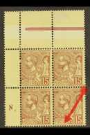 1901 15c Brown On Yellow, Yvert 24, Never Hinged Mint Block Of Four From The Upper Left Corner With Millesime "8"... - Altri & Non Classificati