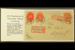 1895 (24 Feb) 4c Hidalgo Postal Stationery Envelope Addressed To Germany, Registered And Uprated With 1890-95 4c... - México
