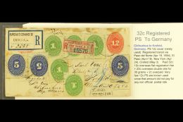 1894 (17 Apr) 12c Numeral Postal Stationery Envelope Addressed To Germany, Registered And Uprated With 1890-95 1c... - Mexico