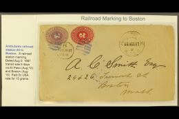 1887 RAILWAY POSTMARKS ON COVER. (8 Aug) Cover Addressed To USA, Bearing 1886 2c & 3c (Scott 175/76) Tied By... - México