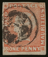 1848-59 1d Bright Vermilion, "Intermediate" Impression, SG 10, Used With 4 Margins & Slightly Smudgy Target... - Mauricio (...-1967)