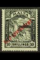 1922 10s Black "Self Government" Opt, Wmk Multi Script, SG 121, Fine Mint, Centered To Top Right. For More Images,... - Malta (...-1964)