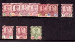 JOHORE 1910-19 Complete Multiple Rosettes Watermark Set SG 78/87 (10c Is The Vertical Wmk), Mainly Fine Mint. (10... - Other & Unclassified
