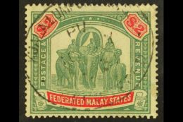 FEDERATED STATES 1926 $2 Green And Carmine, Wmk Script CA, SG 78, Very Fine Used With Light Oval Registered... - Altri & Non Classificati