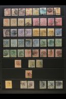 1867-81 EARLY ISSUES USED ASSEMBLY Includes 1867 "Crown" Surcharges On India 2c To 32c Set Complete (8 Stamps),... - Straits Settlements
