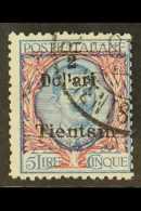 CHINA TIENTSIN 1918-19 2d On 5L Blue & Rose, Overprinted In Turin, Sassone 23, SG 52, Very Fine Used. For More... - Altri & Non Classificati