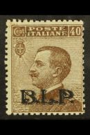 PUBLICITY STAMPS - B.L.P 1922 40c Brown Overprinted "BLP" In Blue, Type 2, Sass 9, Centered Right But Still Fine... - Sin Clasificación