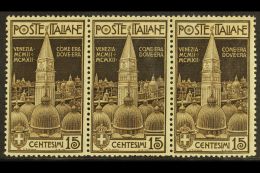 1912 15c Brown St Mark's Bell Tower, Sassone 98, Never Hinged Mint Horizontal Strip Of Three, With Excellent... - Non Classificati