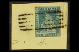 TUSCANY 1851 2cr Bright Blue On Grey Paper,Sass 5, Very Fine Used On Piece With Clear Margins All Round. Signed... - Unclassified