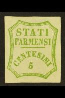 PARMA 1859 5c Yellow Green Provisional Government, Sass 13, Unused, No Gum, Good Centering. Cat €250... - Unclassified