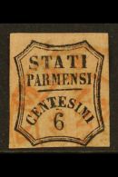 PARMA 1853 6c Black On Rose Newspaper Tax Stamp, Sass 1, Superb Used With Large Margins All Round And Red Double... - Sin Clasificación