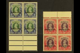 NABHA 1938 5r Green & Blue & 10r Purple & Claret Marginal BLOCKS Of 4, SG 91/92, Never Hinged Lightly... - Other & Unclassified