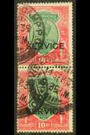 OFFICIAL 1931 10r Green And Scarlet, SG O120, Used Vertical Pair, A Scarce Multiple. For More Images, Please Visit... - Sonstige & Ohne Zuordnung