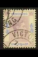 1938-52 $1 Dull Lilac & Blue Chalky Paper SHORT RIGHT LEG TO "R" Variety, SG 155a, Fine Used. For More Images,... - Other & Unclassified