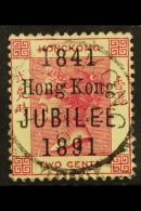 1891 2c Carmine With "1841 / Hong Kong / JUBILEE / 1891" Overprint, SG 51, Good Used With Cds Cancel. For More... - Sonstige & Ohne Zuordnung