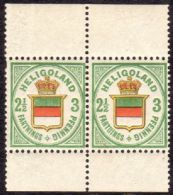 1875-90 3pf Pale Green, Red And Yellow SG 12 (original), A Very Fresh Never Hinged Mint Horizontal Pair, Showing... - Heligoland (1867-1890)