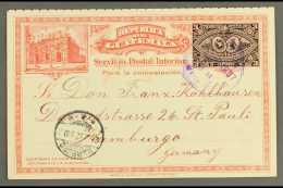 1897 (7 Jan) 3c Black And Red "Expo" Type Postal Reply Card (front Portion Only) Postally Used From Guatemala... - Guatemala