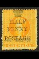 1888-91 ½d On 2s Orange Revenue Stamp, Variety "WIDE SPACE", SG 43b, Fine Mint For More Images, Please... - Granada (...-1974)