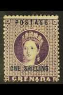 1875 1s Deep Mauve Surcharged "POSTAGE / ONE SHILLING" SG 13, Mint, Small Part Gum, Cat.£700. For More... - Granada (...-1974)