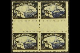 MARSHALL ISLANDS 1920 Empire "Mourning" Stamp Label With Black And Blue Yacht Design, A Never Hinged Mint Block Of... - Otros & Sin Clasificación