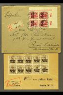 EASTERN MILITARY COMMAND AREA 1916-1918 Two Registered Covers Do Berlin, One Bearing 1916-18 10pf Corner Block Of... - Sonstige & Ohne Zuordnung