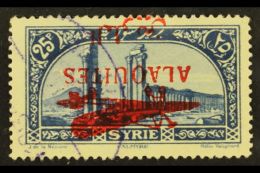 ALAOUITES 1929 25pi Bright Blue Air INVERTED OVERPRINT Variety (SG 61a, Yvert 16a), Very Fine Cds Used, Fresh. For... - Sonstige & Ohne Zuordnung