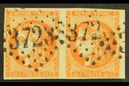 1870-71 40c Orange SG 177,  Yvert 48, Very Fine Used PAIR With 4 Good / Large Margins, Light Numeral Pmks &... - Altri & Non Classificati