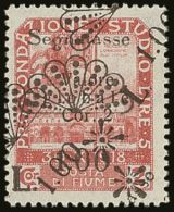 POSTAGE DUE 1921 (21 Mar) 1L On 2cor Red-brown With OVERPRINT DOUBLE, ONE DIAGONAL Variety, Sass 24i, Very Fine... - Fiume