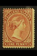 1878-79 1d Claret, No Watermark, SG 1, Mint, Small Enclosed Tear At Top. For More Images, Please Visit... - Falkland