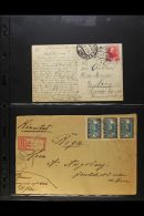 1915-1936 COVERS. An Interesting Group On Stock Pages, Inc 1915 Picture Postcard With 3k Stamp Tied By Cyrillic... - Estonia