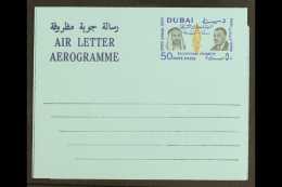 AIRLETTER 1964 50np Educational Progress UNISSUED Airletter On Blue Stock, With Sheikh Rashid & President... - Dubai