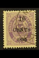 1895 10c On 50c Reddish Lilac, SG 38, Fine Used. For More Images, Please Visit... - Dänisch-Westindien