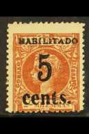 1898-99 5c On 2m Chestnut (Thin Figures), Scott 185, SG 225a, Centered Low, Strong Colour, Fine Mint For More... - Otros & Sin Clasificación