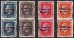 PENRHYN 1917-20 The Complete Set Of Mixed Perf Vertical Pairs, SG 24b/27b, Very Fine Mint (4 Pairs) For More... - Islas Cook