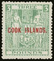 1936-44 £3 Green "Arms" On Wiggins Teape Paper, SG 123b, Very Fine NHM. For More Images, Please Visit... - Cook Islands