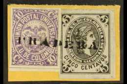 1881 10c Purple (SG 96) And 5c Black On Lilac (SG 104) Used On Piece With Straight Line Unframed "PRAPERA" Cancel.... - Colombia