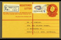 REGISTERED ENVELOPE 1971 25c Reg Env To Manly, NSW, With Additional 5c Fish Definitive Tied By Christmas Island No... - Christmas Island