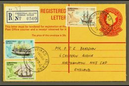 REGISTERED ENVELOPE 1972 25c Reg Env To Northampton, England, Uprated With 7c, 8c, And 20c Ship Definitives, These... - Christmaseiland