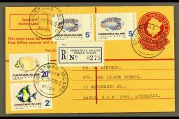 REGISTERED ENVELOPE 1972 25c Reg Env To NSW Bearing Additional 2c, 5c X2, And 20c Fish Definitives, These All Tied... - Christmas Island