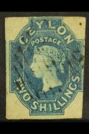 1857-59 2s Dull Blue, SG 12, Lightly Used With Clear Margins Just Touching At Right, Small Repair & Tear At... - Ceilán (...-1947)