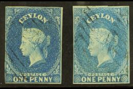 1857-59 1d Deep Blue & 1d Blue, SG 2/2a, Both Very Fine Lightly Used With 4 Neat Margins. (2 Stamps) For More... - Ceilán (...-1947)